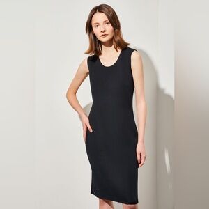 Ming Wang Sleeveless Sheath Knit Black Shift Dress Modest Classy Luxury Office